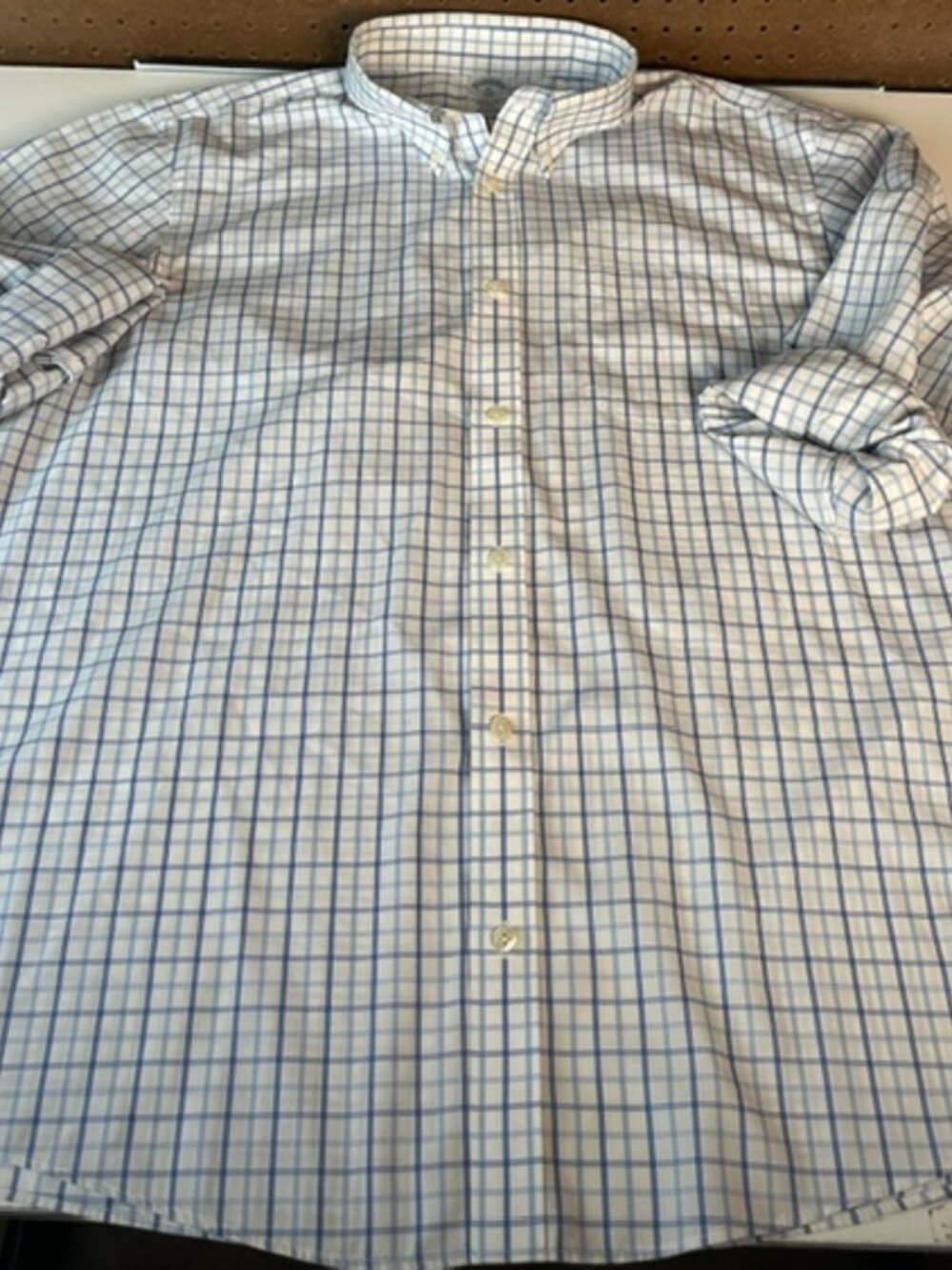 Brooks Brothers Men's Size XL Blue White Checkerboard Long Sleeve Button Down